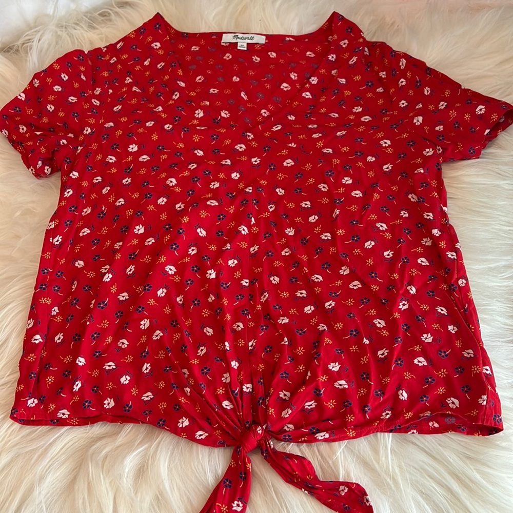 Madewell cropped tie shirt